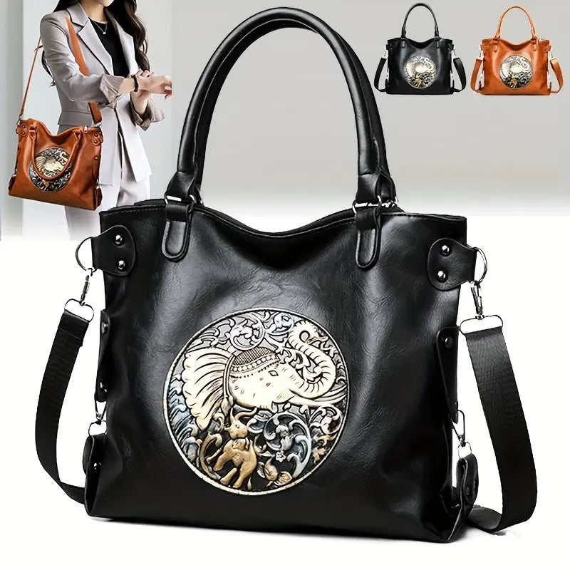 Bohemian Elephant Tote (Black)