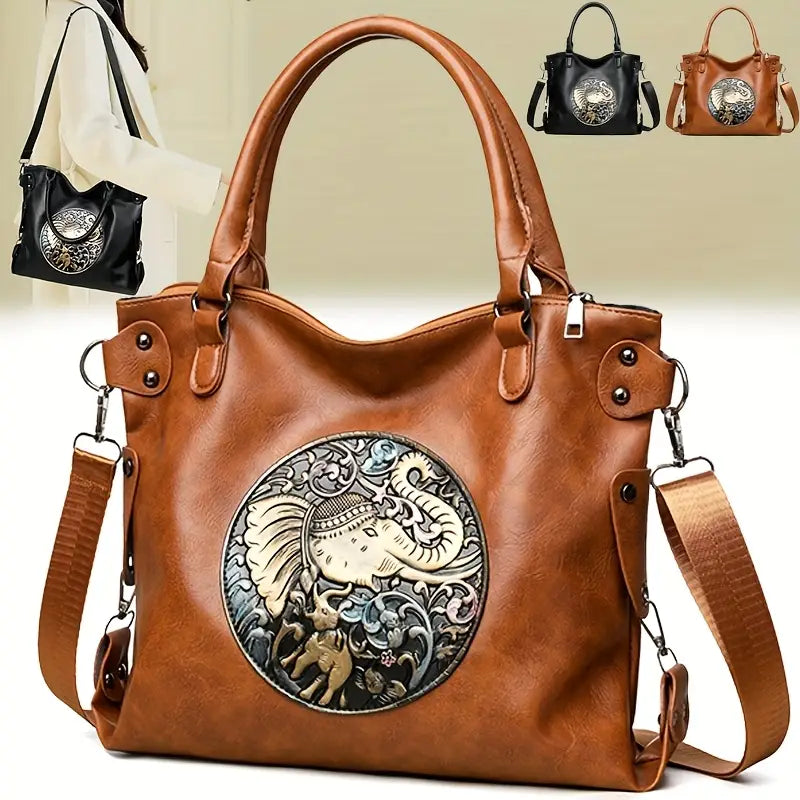 Bohemian Elephant Tote (Brown)