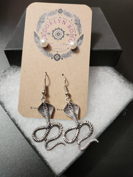 Bohemian Style Two Pair Cobra Earring Set