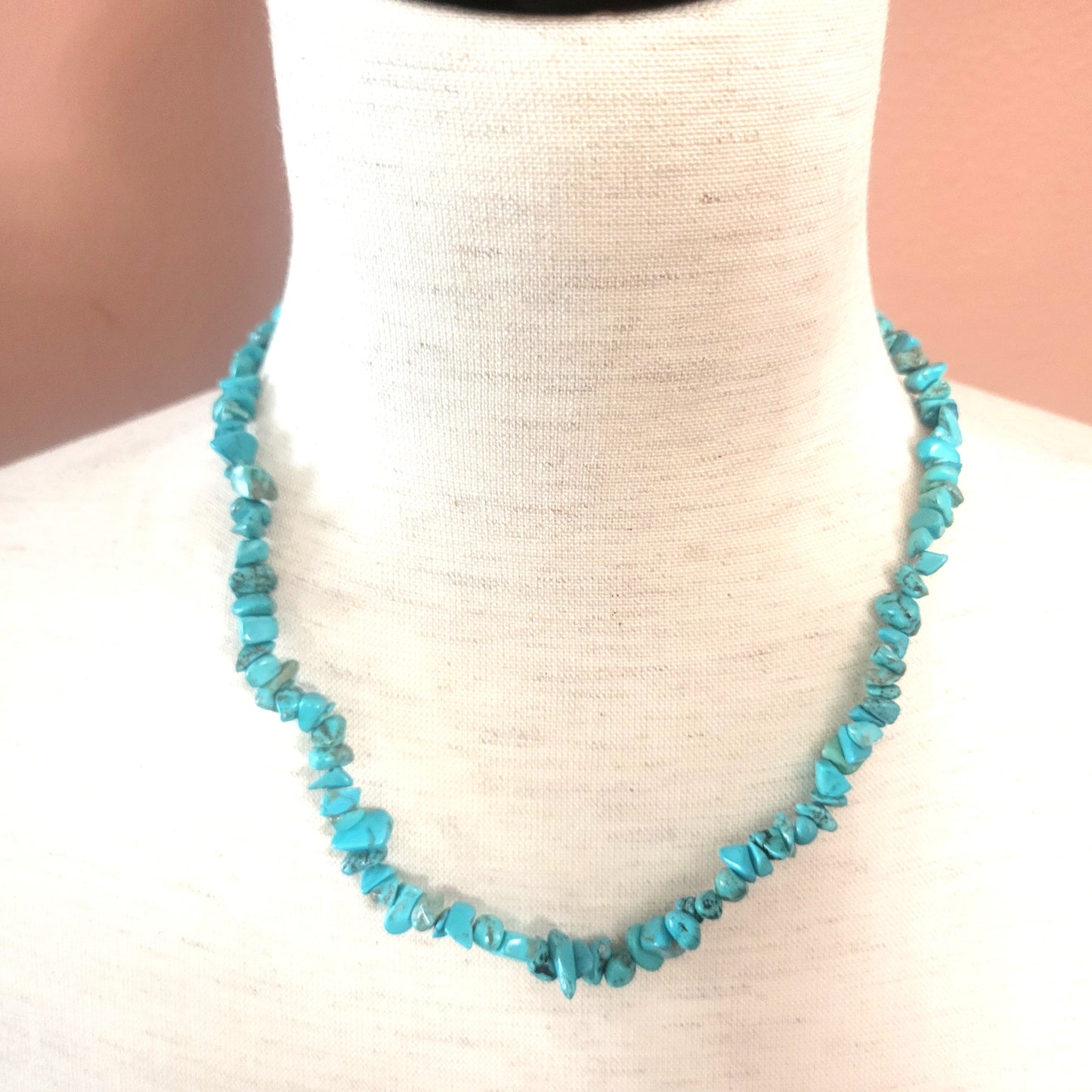Adjustable Natural Stone Beaded Necklace (Turquoise)