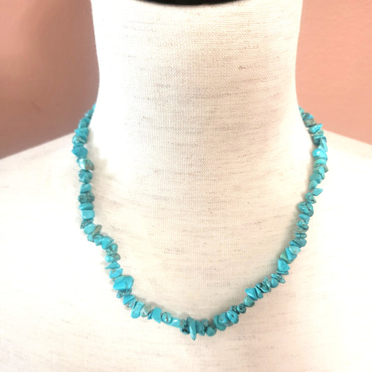 Adjustable Natural Stone Beaded Necklace (Turquoise)
