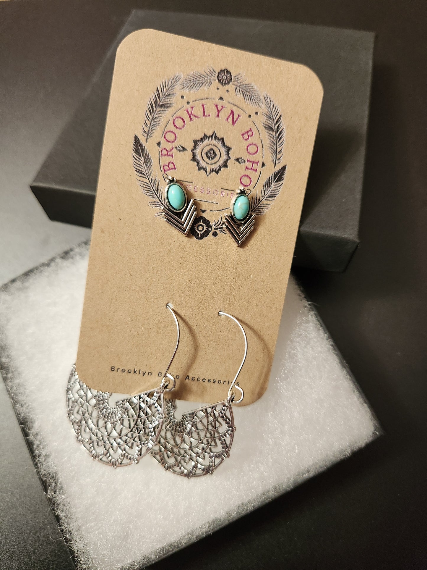 Bohemian Style Two Pair Tribal  Earring Set