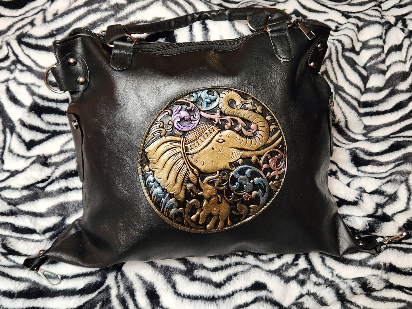 Bohemian Elephant Tote (Black)