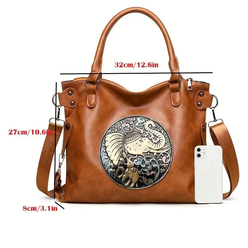 Bohemian Elephant Tote (Brown)