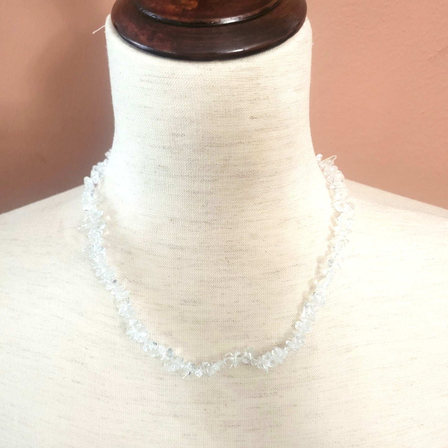 Adjustable Natural Stone Beaded Necklace (Clear)