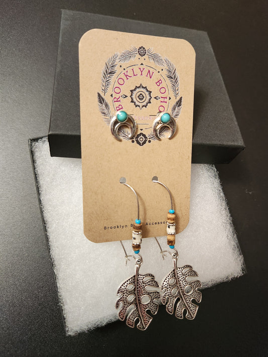 Bohemian Style Two Pair  Crescent Moon Earring Set