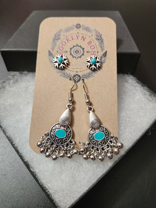 Bohemian Style Two Pair Snowflake Earring Set