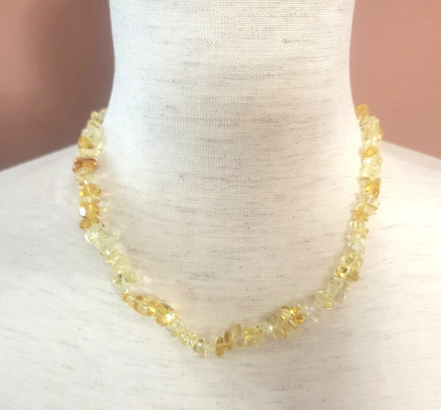 Adjustable Natural Stone Beaded Necklace (Yellow)